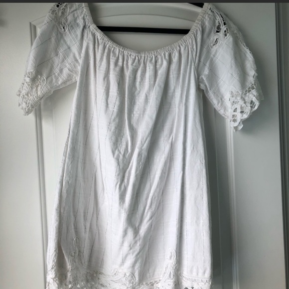 Free People Battenburg Off The Shoulder Mini Dress - Picture 4 of 5